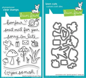 Lawn Fawn Gleeful Gardens Clear Photopolymer Stamps LF799 Bundle with Coordinating Lawn Cuts Dies LF800