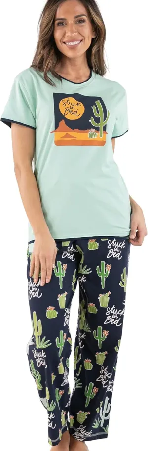 Lazy One Women's Pajama Set, Short Sleeves with Cute Prints, Relaxed Fit