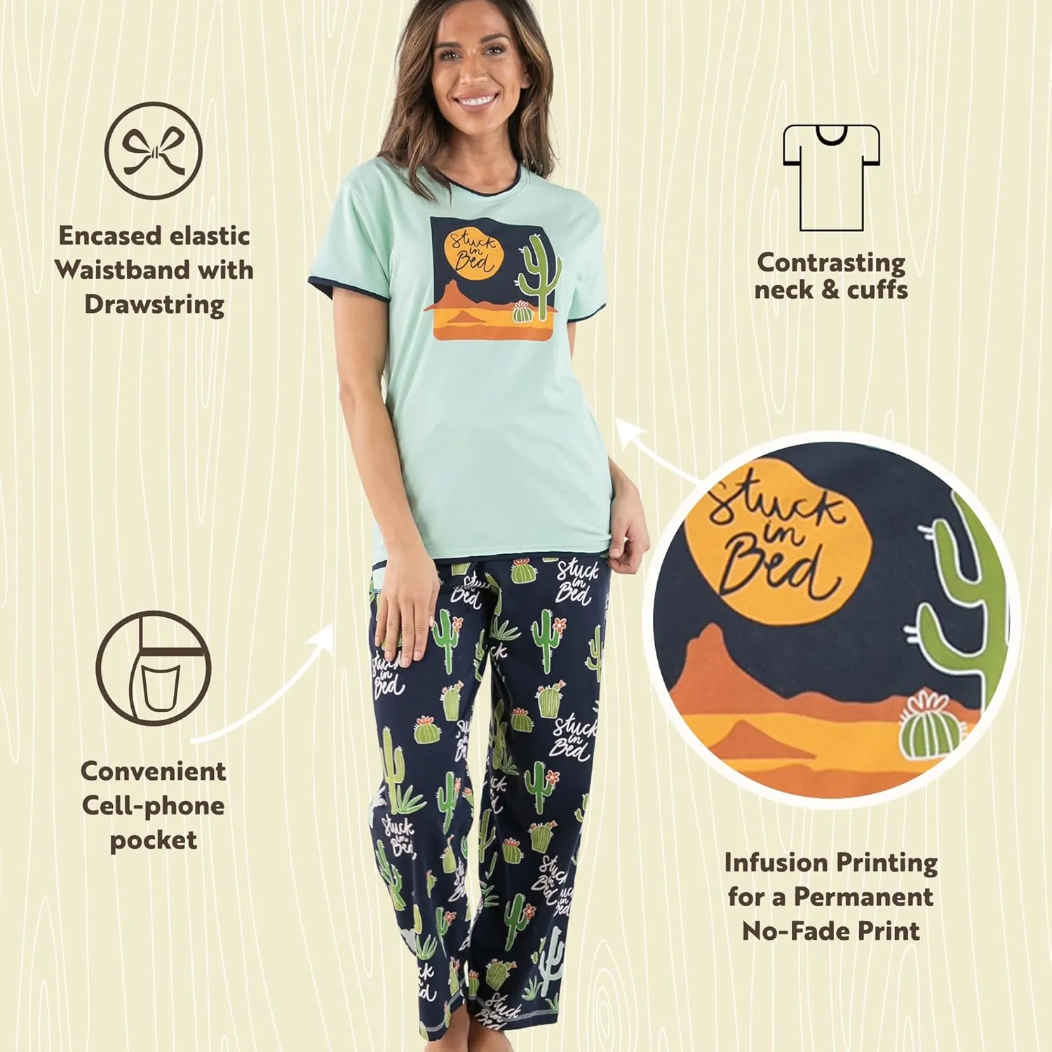 Lazy One Women's Pajama Set, Short Sleeves with Cute Prints, Relaxed Fit