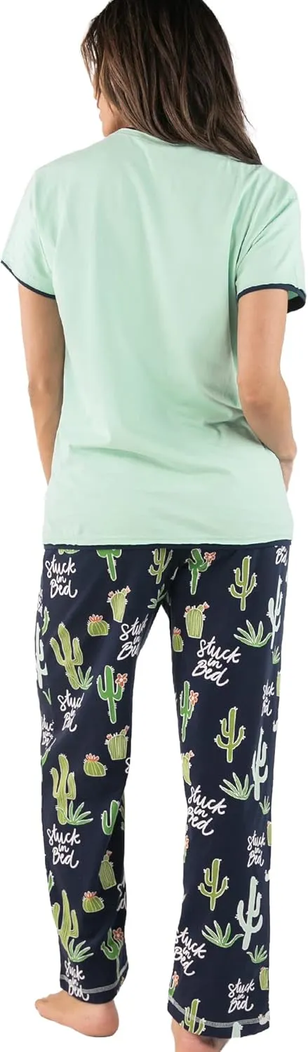 Lazy One Women's Pajama Set, Short Sleeves with Cute Prints, Relaxed Fit