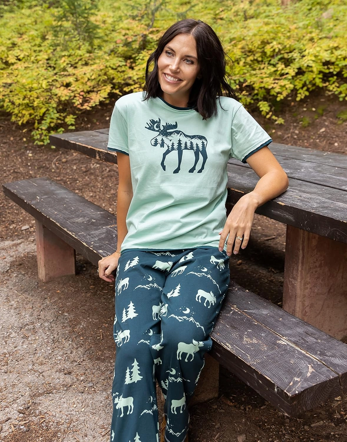 Lazy One Pajamas for Women, Cute Moose Pajama Pants and Top Separates