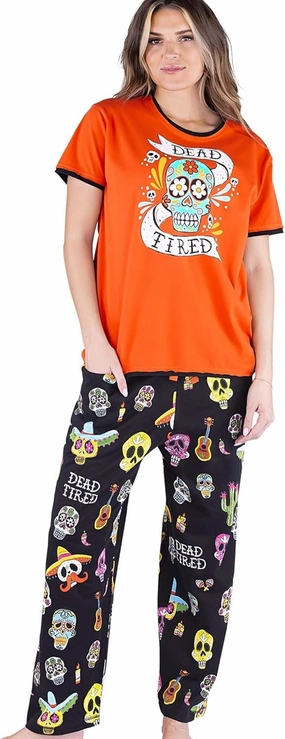 Lazy One Women's Pajama Set, Short Sleeves with Cute Prints, Relaxed Fit