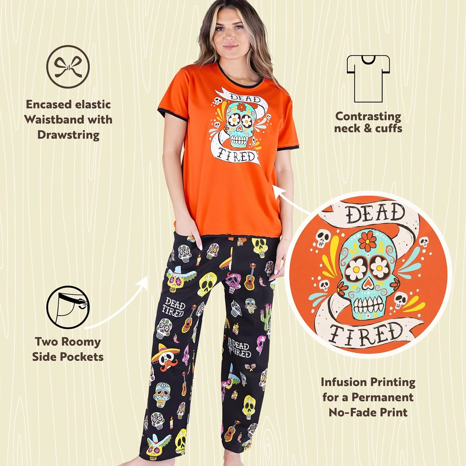Lazy One Women's Pajama Set, Short Sleeves with Cute Prints, Relaxed Fit