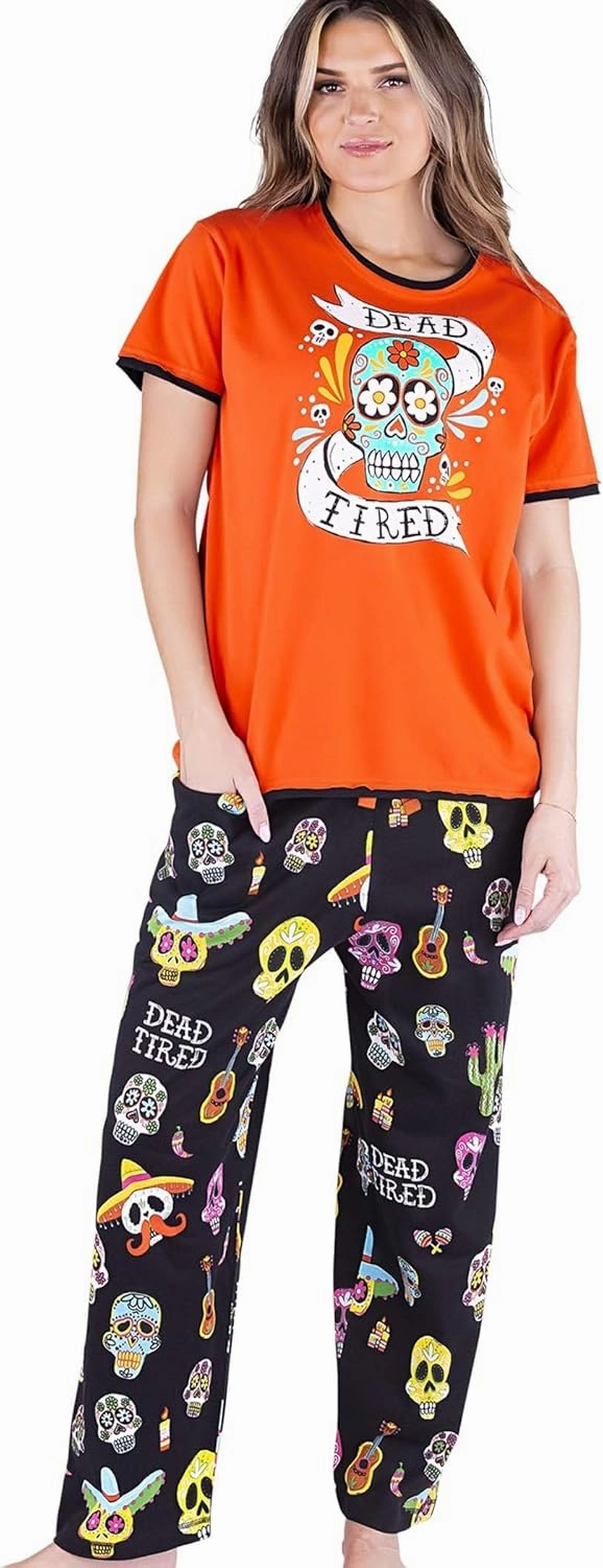 Lazy One Women's Pajama Set, Short Sleeves with Cute Prints, Relaxed Fit