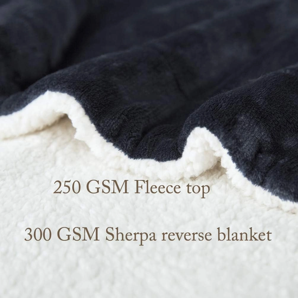 LBRO2M Sherpa Fleece Bed Blanket King Size Super Soft Fuzzy Plush Warm Cozy Fluffy Microfiber Couch Throw Velvet Double Reversible Blankets,Dark Grey
