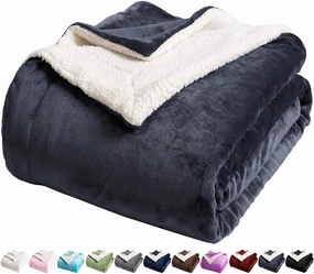 LBRO2M Sherpa Fleece Bed Blanket King Size Super Soft Fuzzy Plush Warm Cozy Fluffy Microfiber Couch Throw Velvet Double Reversible Blankets,Dark Grey