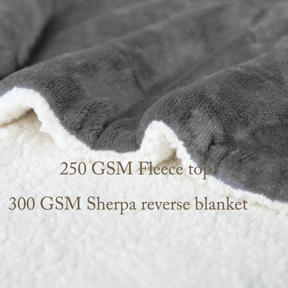 LBRO2M Sherpa Fleece Bed Blanket King Size Super Soft Fuzzy Plush Warm Cozy Fluffy Microfiber Couch Throw Velvet Double Reversible Luxurious Blankets,Grey