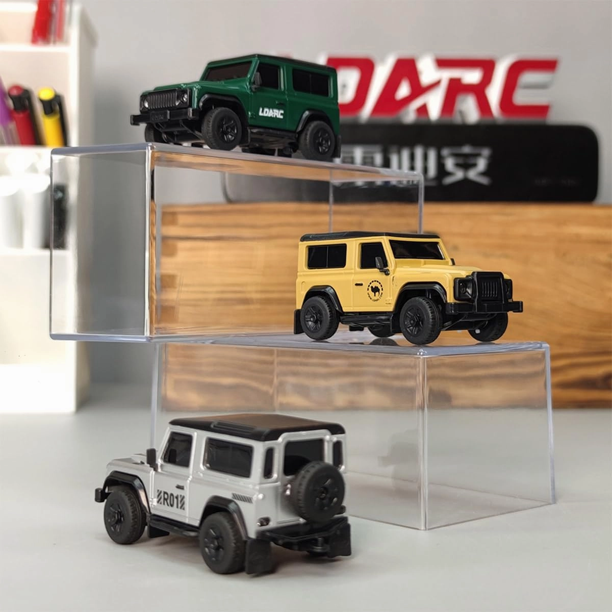 LDARC 1:64 Scale Mini RC Crawler RTR RC Rock Truck, 2.4G Hobby Grade Remote Control Car Model with Interactive Light Set for Adults - Grey