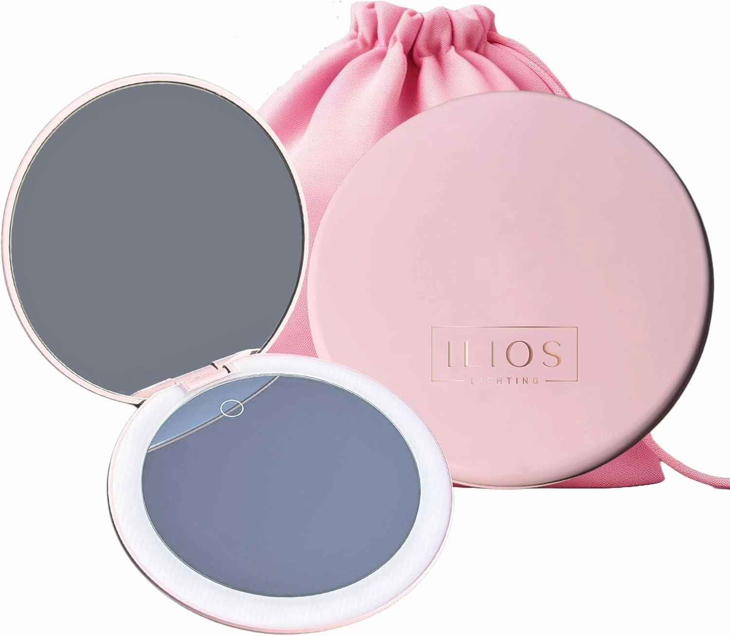 LED Compact Mirror with Light and 1x and 10x Magnifying Mirror in 5-inch Mini Size Ideal for Travel (Pink)