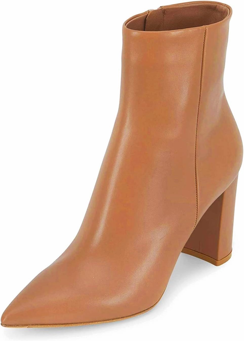 LEHOOR Women Fashion Chunky Block Heel Pointed Toe Ankle Booties Classic Side Zipper Short Boots 4-11 M US