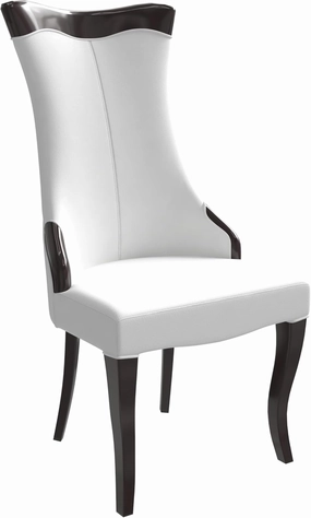 LeisureMod Modern Dining Chair Upholstered in Leather or Velvet Cozy Accent Kitchen with Rubberwood Legs Novara Series, Off White