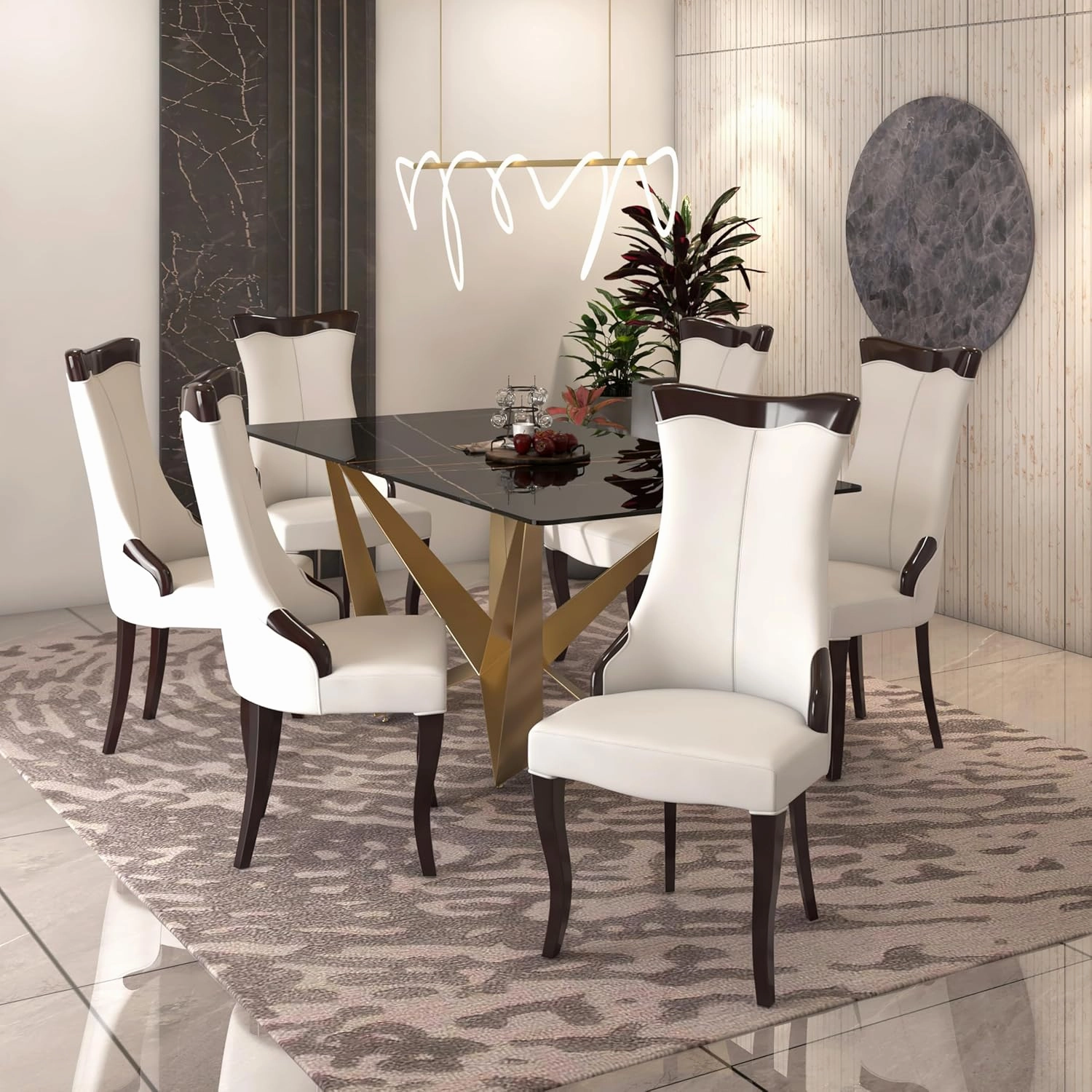 LeisureMod Modern Dining Chair Upholstered in Leather or Velvet Cozy Accent Kitchen with Rubberwood Legs Novara Series, Off White