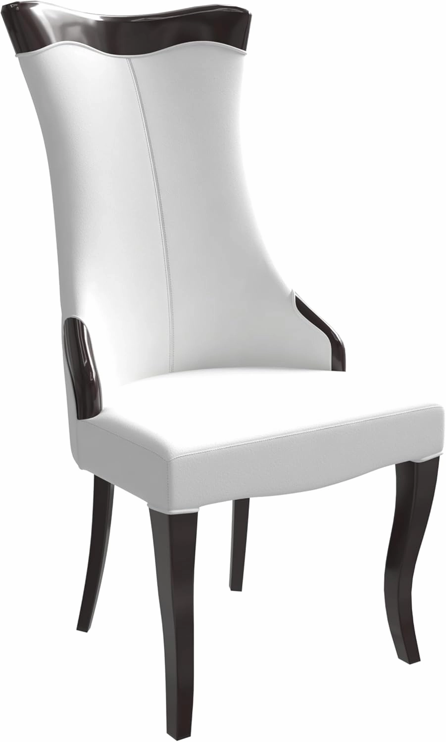 LeisureMod Modern Dining Chair Upholstered in Leather or Velvet Cozy Accent Kitchen with Rubberwood Legs Novara Series, Off White