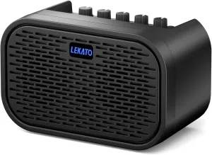 LEKATO Electric Guitar Amp, 10W Mini Guitar Amp, Distortion, Clean, Delay, Three-Band EQ, Gain Regulation, Bluetooth Guitar Amp Portable for Travel, Room Practice