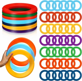 Lenwen 48 Pcs Kid’s Flying Rings Flying Disc for Kids Soft Flying Ring Outdoor Pool Disc for Beach Camping Yard Lawn Backyard Garden Pets Games Party Favors, Assorted Colors