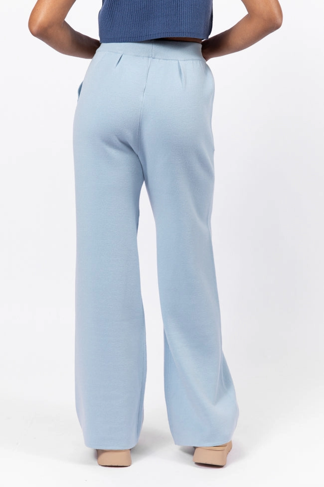 Let's Debrief Light Blue Wide Leg Sweater Pants FINAL SALE