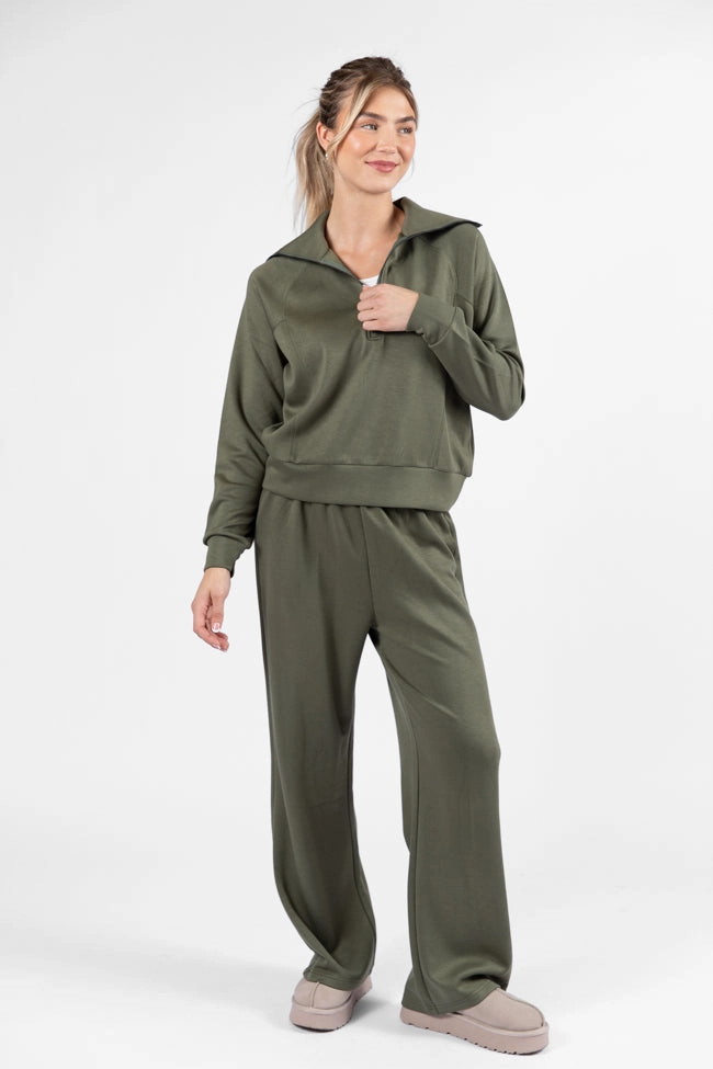 Let's Just Stay Green Quarter Zip Knit Pullover FINAL SALE