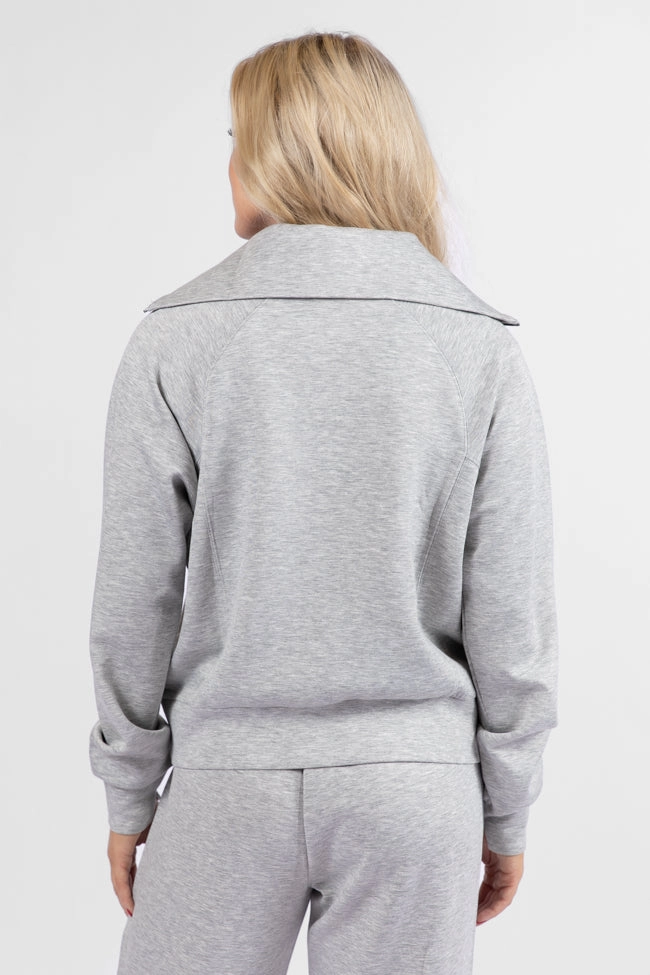 Let's Just Stay Heather Grey Quarter Zip Knit Pullover
