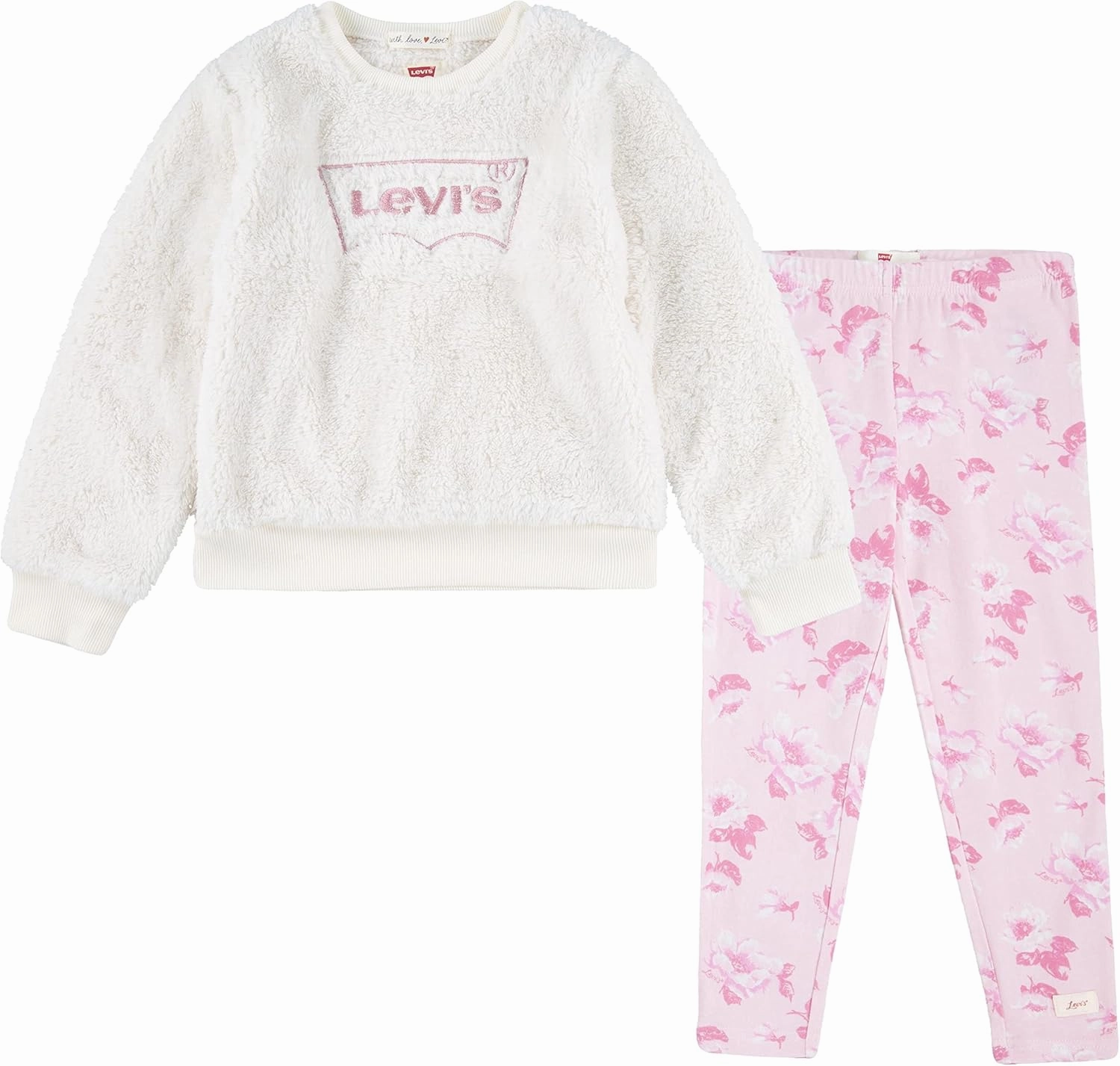 Levi's baby-girls Crewneck Sweatshirt and Joggers 2-piece Outfit Set