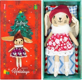 LEVLOVS Mouse in a Box Toy Baby Registry Animal Doll (Christmas Bunny)