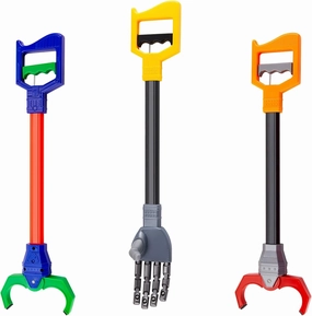 Lewtemi 3 Pcs Claw Grabber Interactive Toy, Intelligence Grabber Toy Robotic Claw, Robotic Hand Pick up Tool for Game Early Hand Eye Coordination Play, 18" Long Arm(Gray, Red, Black)