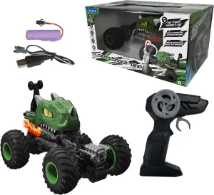 Lexibook, Crosslander® Dino, Remote controlled dinosaur car, up to 10km/h, crazy stunts, pitching, integrated gyroscope, light effects, rechargeable, RC59D,Green