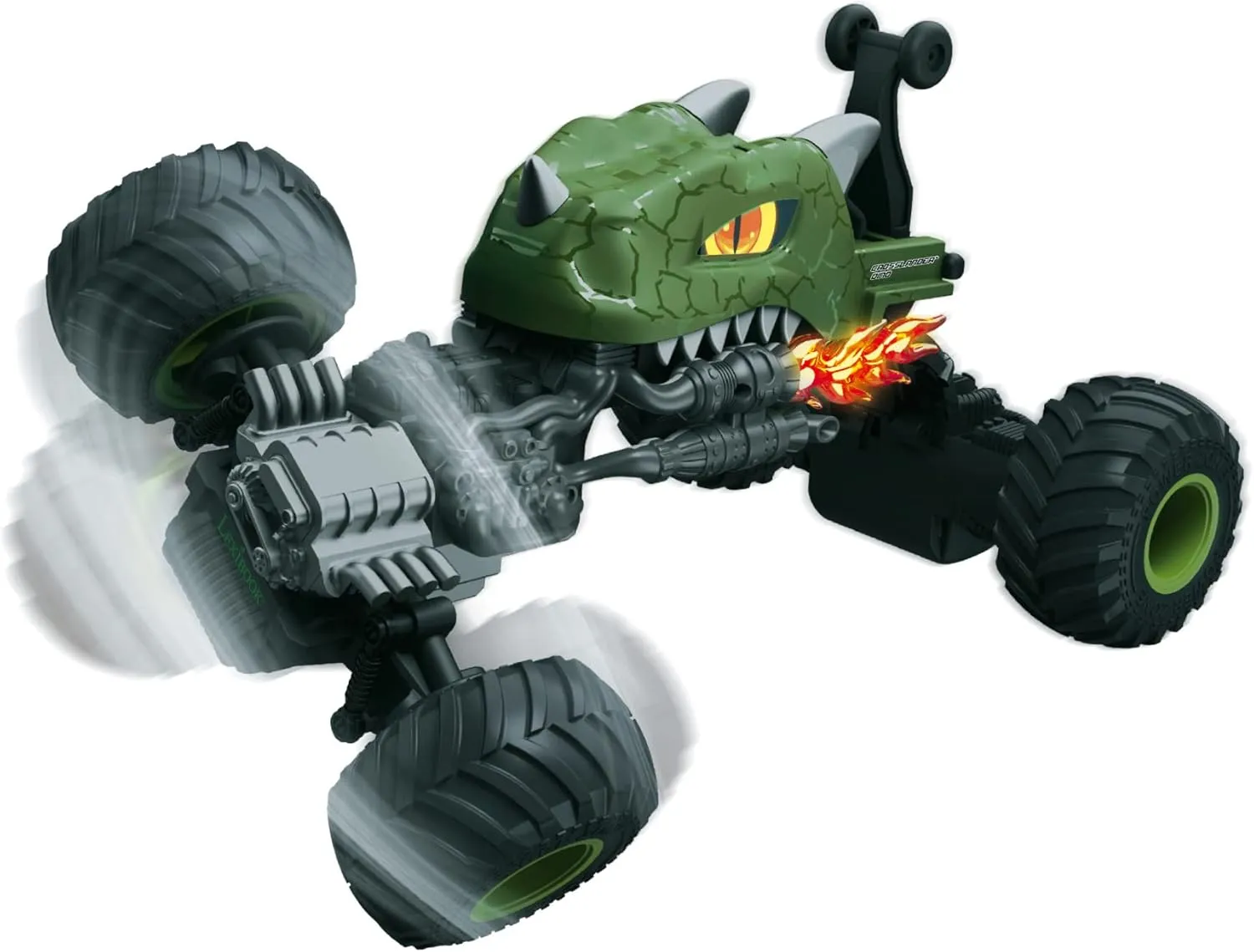 Lexibook, Crosslander® Dino, Remote controlled dinosaur car, up to 10km/h, crazy stunts, pitching, integrated gyroscope, light effects, rechargeable, RC59D,Green