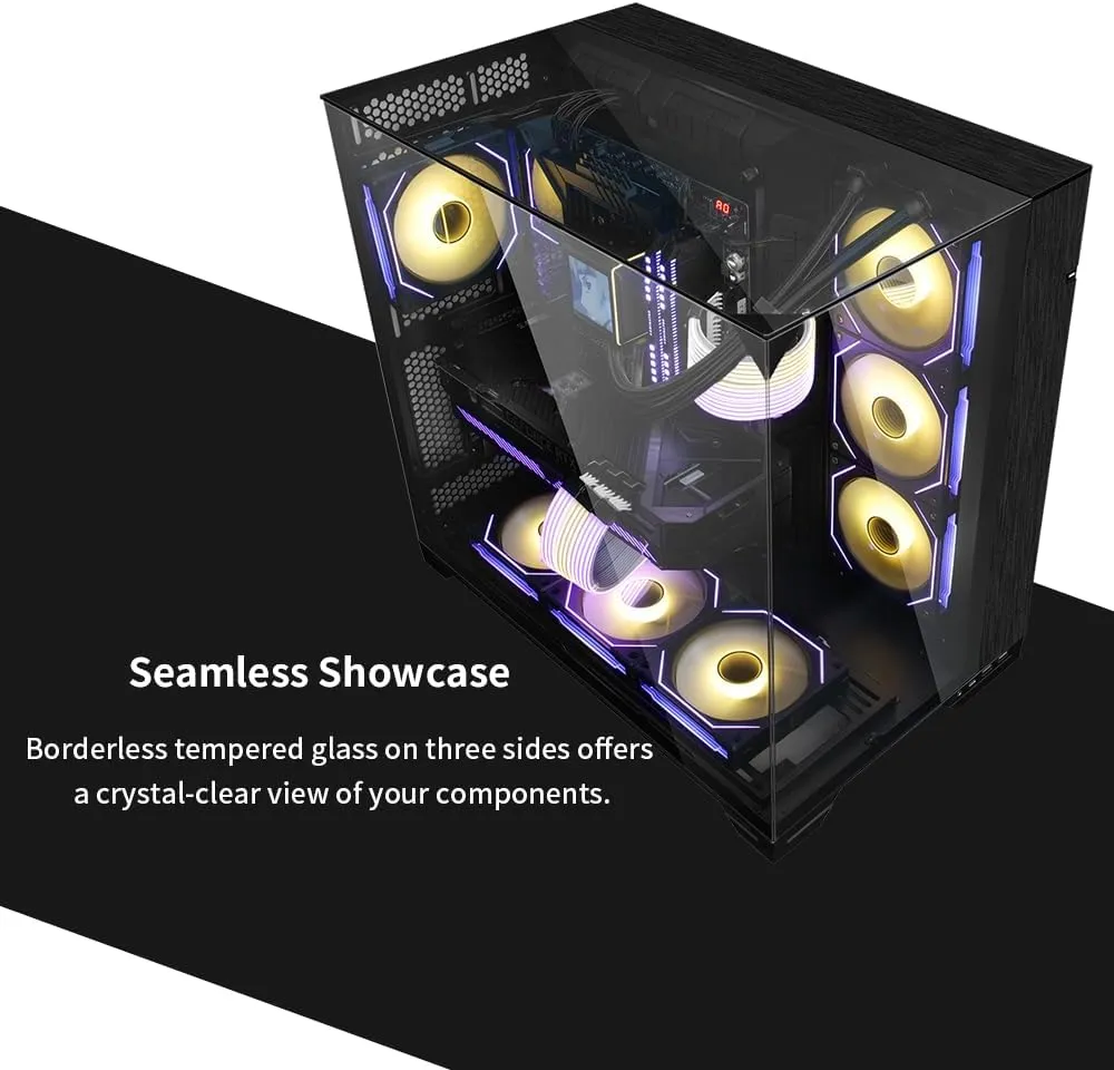 Lian Li O11 Vision -Three sided tempered glass panels - Dual-chamber ATX Mid Tower - Up to 2 × 360mm radiators - Removable motherboard tray for PC building - Up to 455mm large GPUs (O11VX.US)