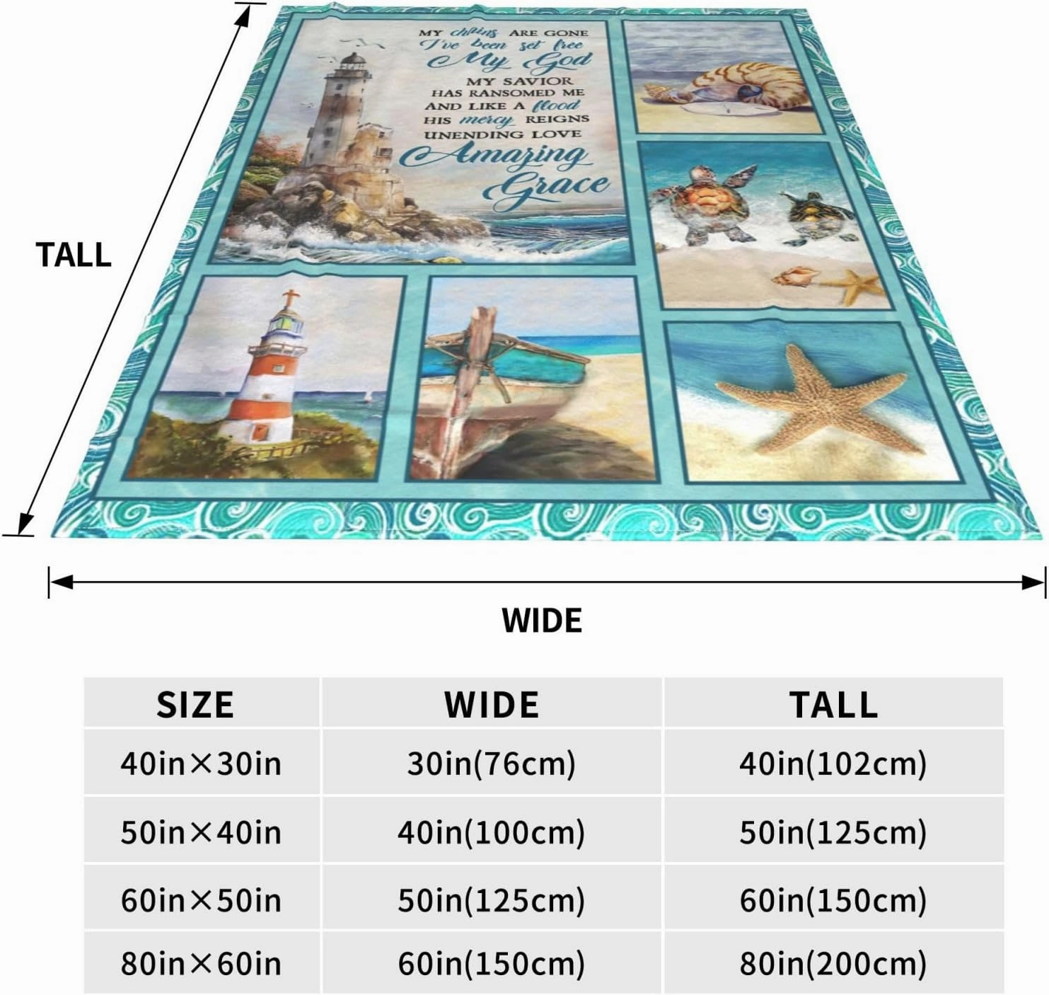 Lighthouse Blanket Nautical Christian Scripture Bible Verse Decor Throw Blanket Gifts for Girls Boys Winter Bedding Sofa Super Warm Soft Plush Fleece Flannel Blanket for Kids Adults Men Women 50"X40"