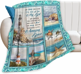 Lighthouse Blanket Nautical Christian Scripture Bible Verse Decor Throw Blanket Gifts for Girls Boys Winter Bedding Sofa Super Warm Soft Plush Fleece Flannel Blanket for Kids Adults Men Women 50"X40"