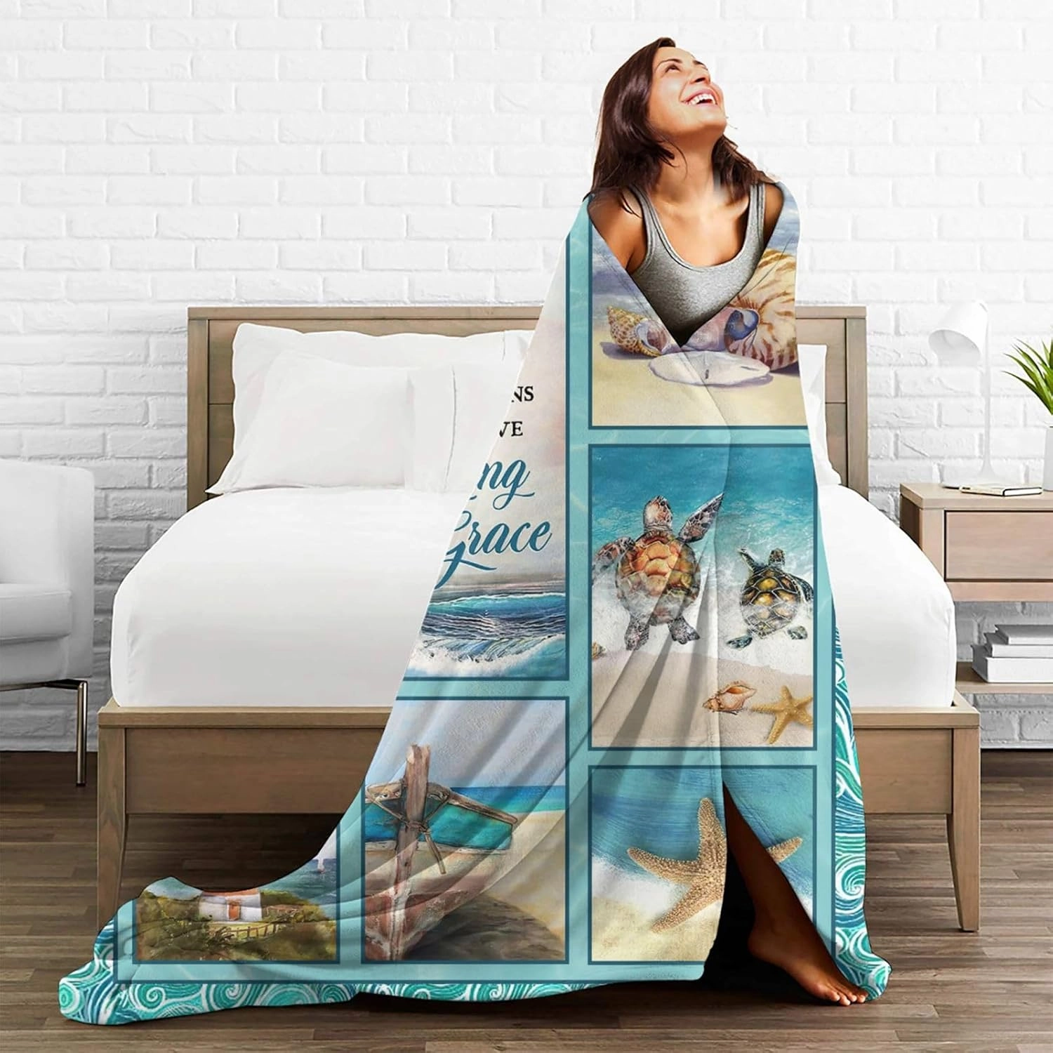 Lighthouse Blanket Nautical Christian Scripture Bible Verse Decor Throw Blanket Gifts for Girls Boys Winter Bedding Sofa Super Warm Soft Plush Fleece Flannel Blanket for Kids Adults Men Women 50"X40"