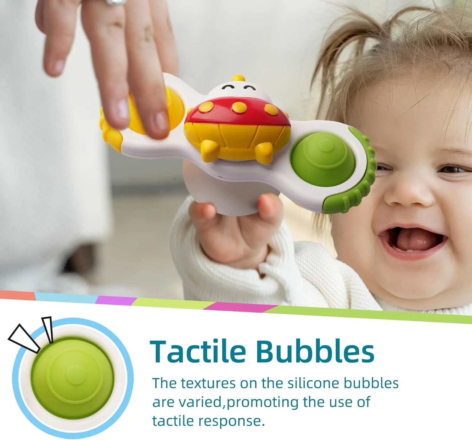 LiKee Strong Suction Cup Fidget Rotating Sensory Bath Toys for Baby 12 18 Months Airplane Car Travel Table & Window Toys for 1 2 Years Old Toddler Boys and Girls (Space-1)