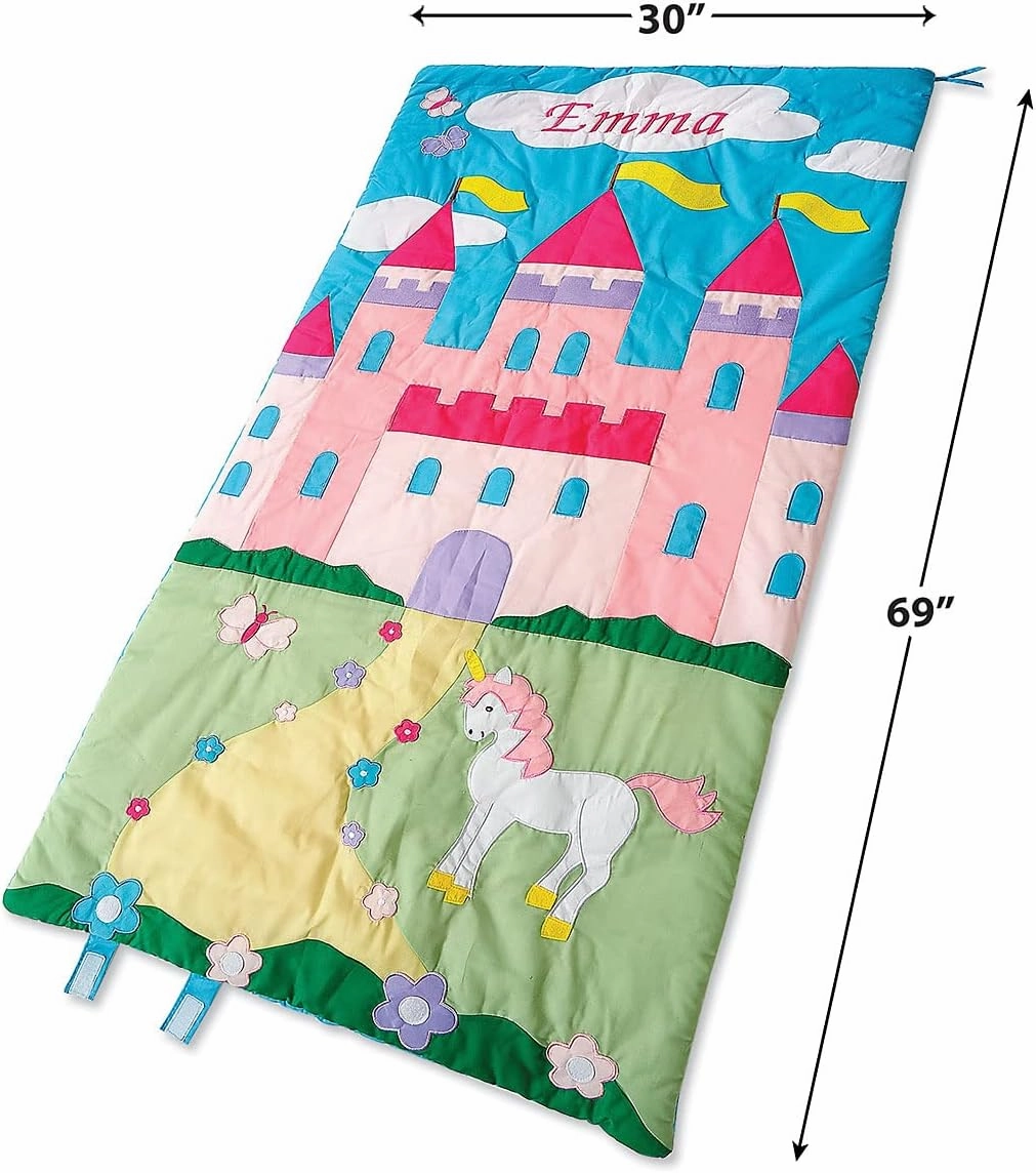 Lillian Vernon Personalized Indoor Sleeping Bag - Kids Sleepover & Napper Sleep Sack - Plush, Cute, & Cozy Cotton Poly Blend - Girls, Boys, & Toddler 30” x 60” Size