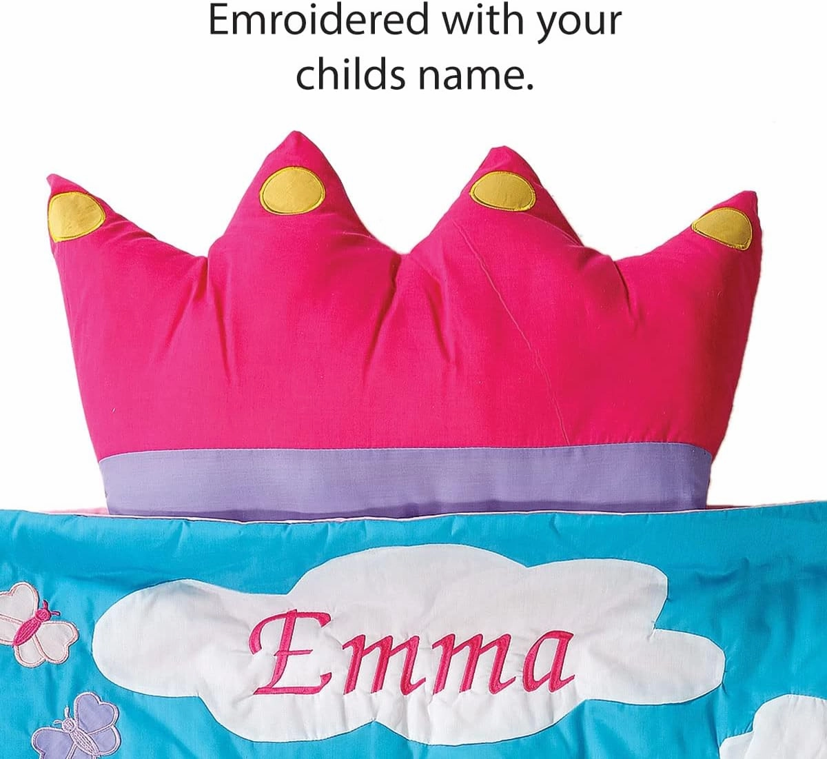 Lillian Vernon Personalized Indoor Sleeping Bag - Kids Sleepover & Napper Sleep Sack - Plush, Cute, & Cozy Cotton Poly Blend - Girls, Boys, & Toddler 30” x 60” Size