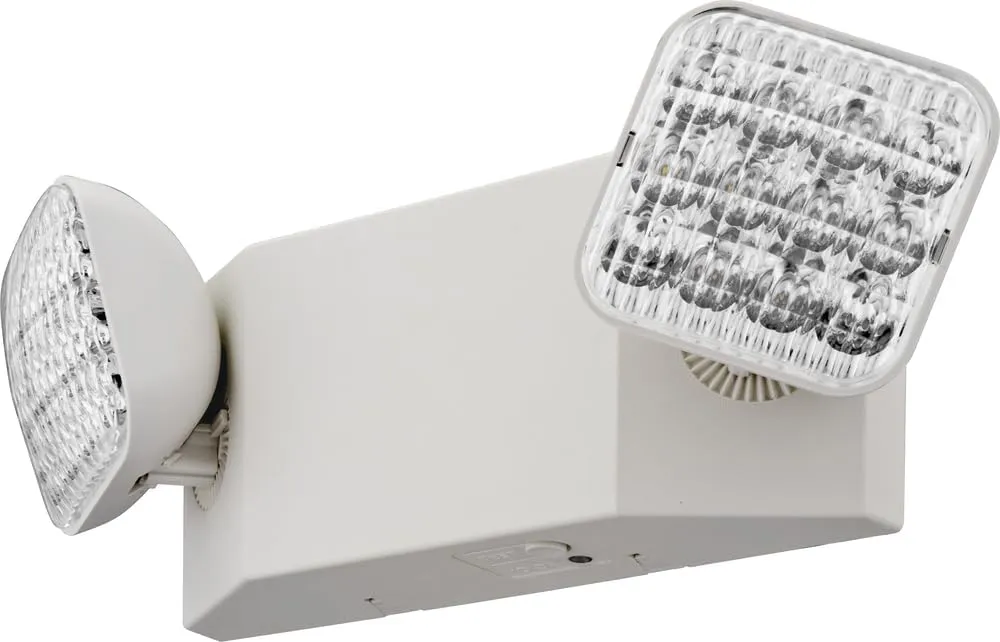 Lithonia Lighting Basics LED Emergency Light, Emergency Lighting with Dual Adjustable LED Lamp Heads, Wall Mount, Damp Location Rated, 90-Minute Backup, 120/277V, White, 4-Pack (EU2C CP4)