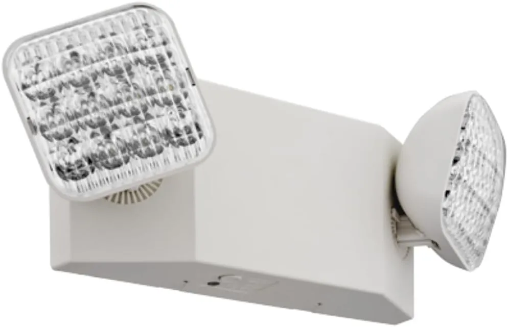 Lithonia Lighting Basics LED Emergency Light, Emergency Lighting with Dual Adjustable LED Lamp Heads, Wall Mount, Damp Location Rated, 90-Minute Backup, 120/277V, White, 4-Pack (EU2C CP4)