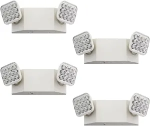 Lithonia Lighting Basics LED Emergency Light, Emergency Lighting with Dual Adjustable LED Lamp Heads, Wall Mount, Damp Location Rated, 90-Minute Backup, 120/277V, White, 4-Pack (EU2C CP4)