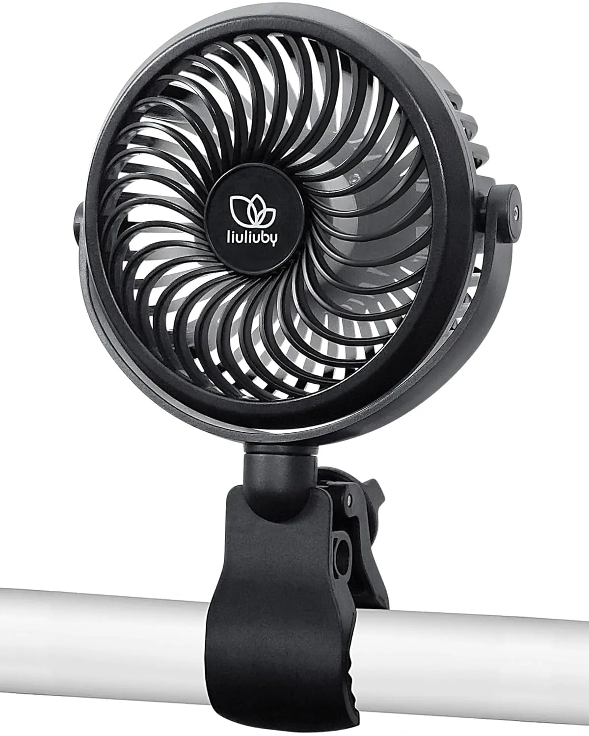 liuliuby Baby Stroller Fan with Clip | Clip On Fan for Baby Car Seat | Portable & Rechargeable with Durable Clamp | Stroller Accessories | Small Cooling USB Chargeable Battery (Carbon)