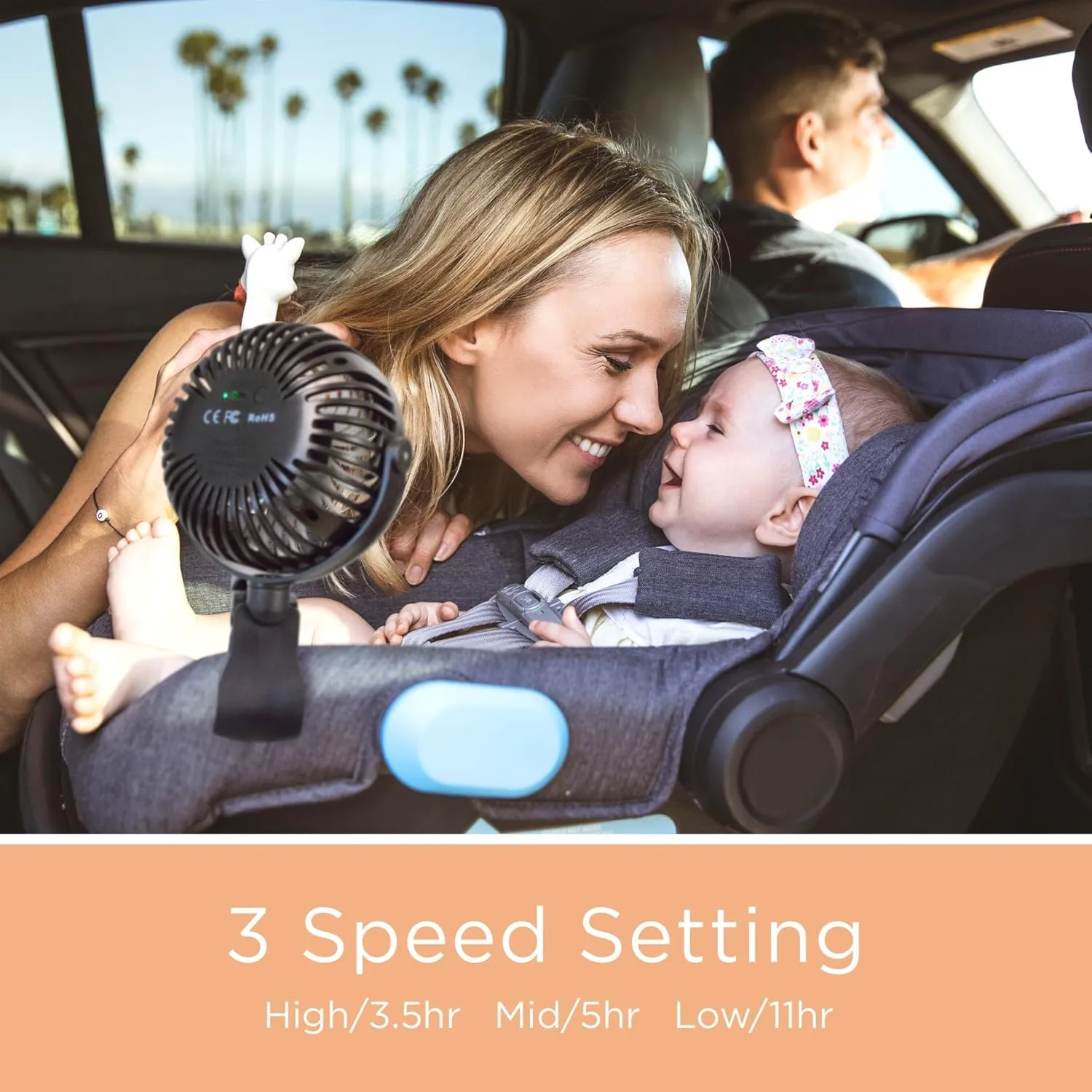 liuliuby Baby Stroller Fan with Clip | Clip On Fan for Baby Car Seat | Portable & Rechargeable with Durable Clamp | Stroller Accessories | Small Cooling USB Chargeable Battery (Carbon)