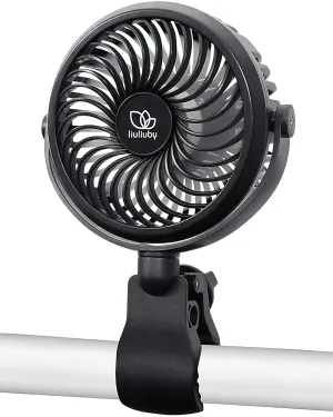 liuliuby Baby Stroller Fan with Clip | Clip On Fan for Baby Car Seat | Portable & Rechargeable with Durable Clamp | Stroller Accessories | Small Cooling USB Chargeable Battery (Carbon)