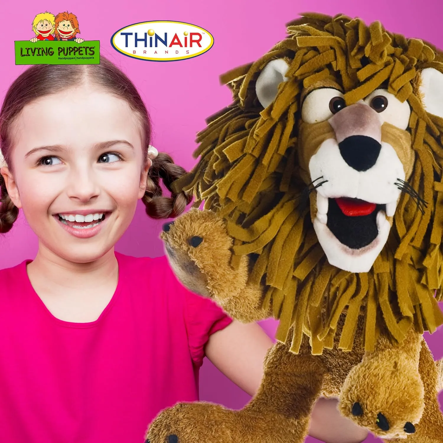 Living Puppets 17-Inch Lion Hand Puppet - Fine European Design, Ultra-Soft and Cuddly, Promotes Child Development, Safety Certified, Teacher-Recommended for Boys and Girls