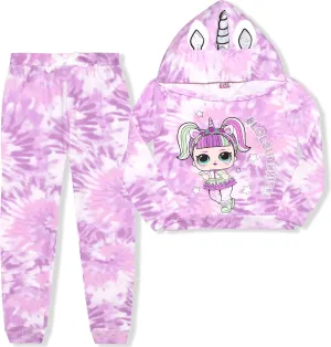 L.O.L. Surprise! Girls 2 Piece Hooded Sweatshirt and Pants Set for Big Kids