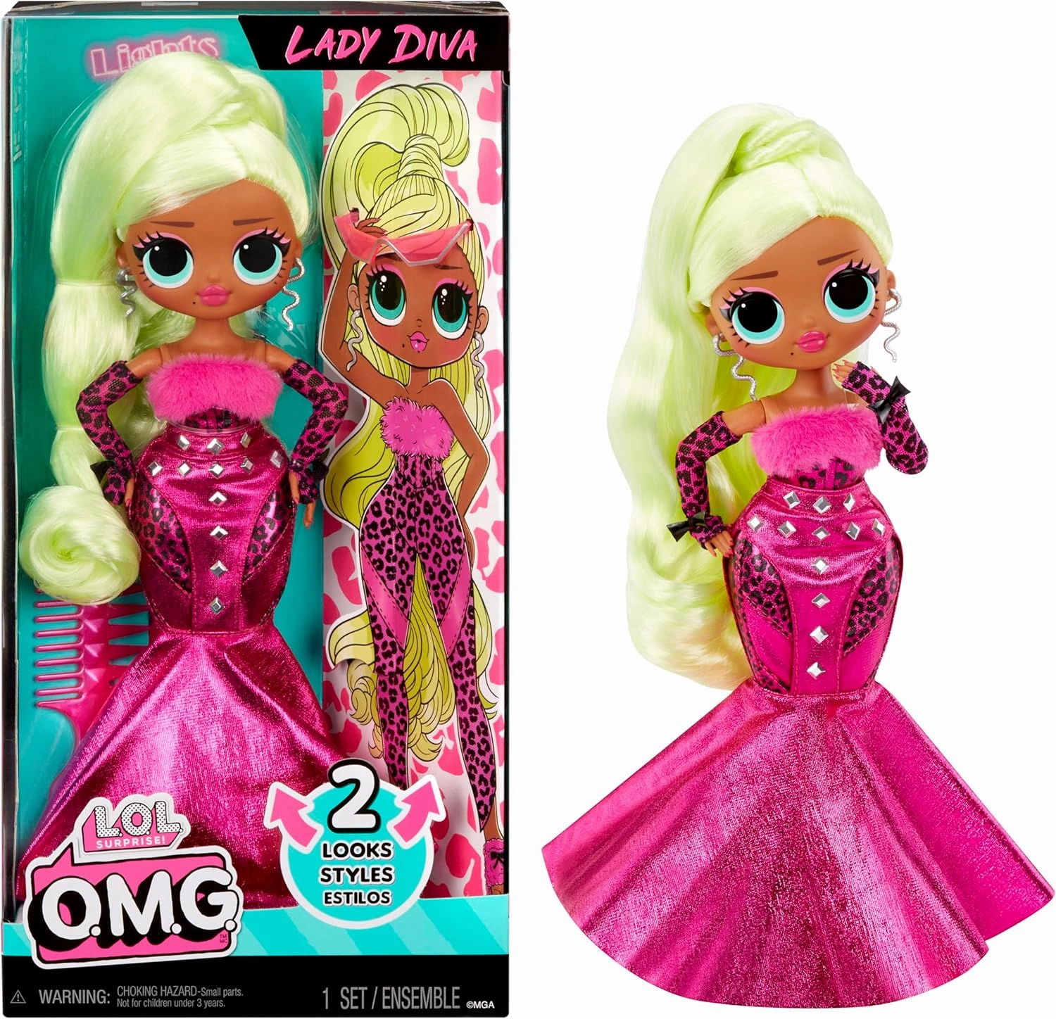 LOL Surprise OMG Lady Diva Fashion Doll with Multiple Surprises Including Transforming Fashions and Fabulous Accessories – Great Gift for Kids Ages 4 