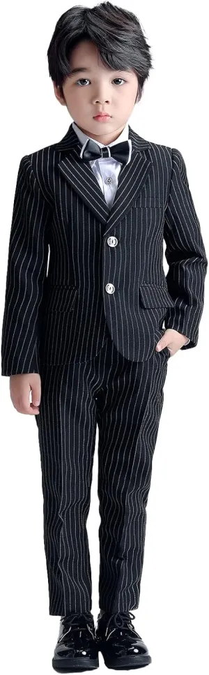 LOLANTA Boys Suit Wedding Ring Bearer Outfit Kids Suit Set, Blazer Pants Bow Tie Dress Clothes Formal Wear