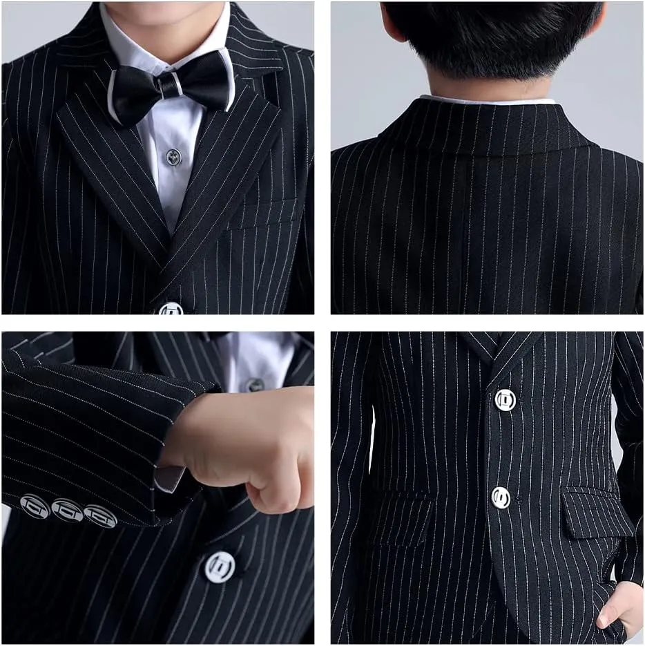 LOLANTA Boys Suit Wedding Ring Bearer Outfit Kids Suit Set, Blazer Pants Bow Tie Dress Clothes Formal Wear