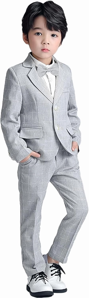 LOLANTA Boys Suit Wedding Ring Bearer Outfit Kids Suit Set, Blazer Pants Bow Tie Dress Clothes Formal Wear