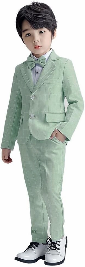 LOLANTA Boys Suit Wedding Ring Bearer Outfit Kids Suit Set, Blazer Pants Bow Tie Dress Clothes Formal Wear