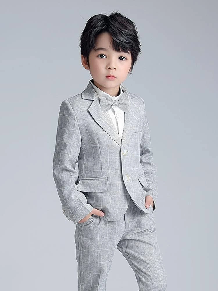 LOLANTA Boys Suit Wedding Ring Bearer Outfit Kids Suit Set, Blazer Pants Bow Tie Dress Clothes Formal Wear