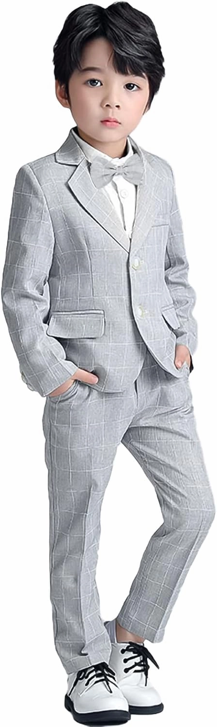 LOLANTA Boys Suit Wedding Ring Bearer Outfit Kids Suit Set, Blazer Pants Bow Tie Dress Clothes Formal Wear