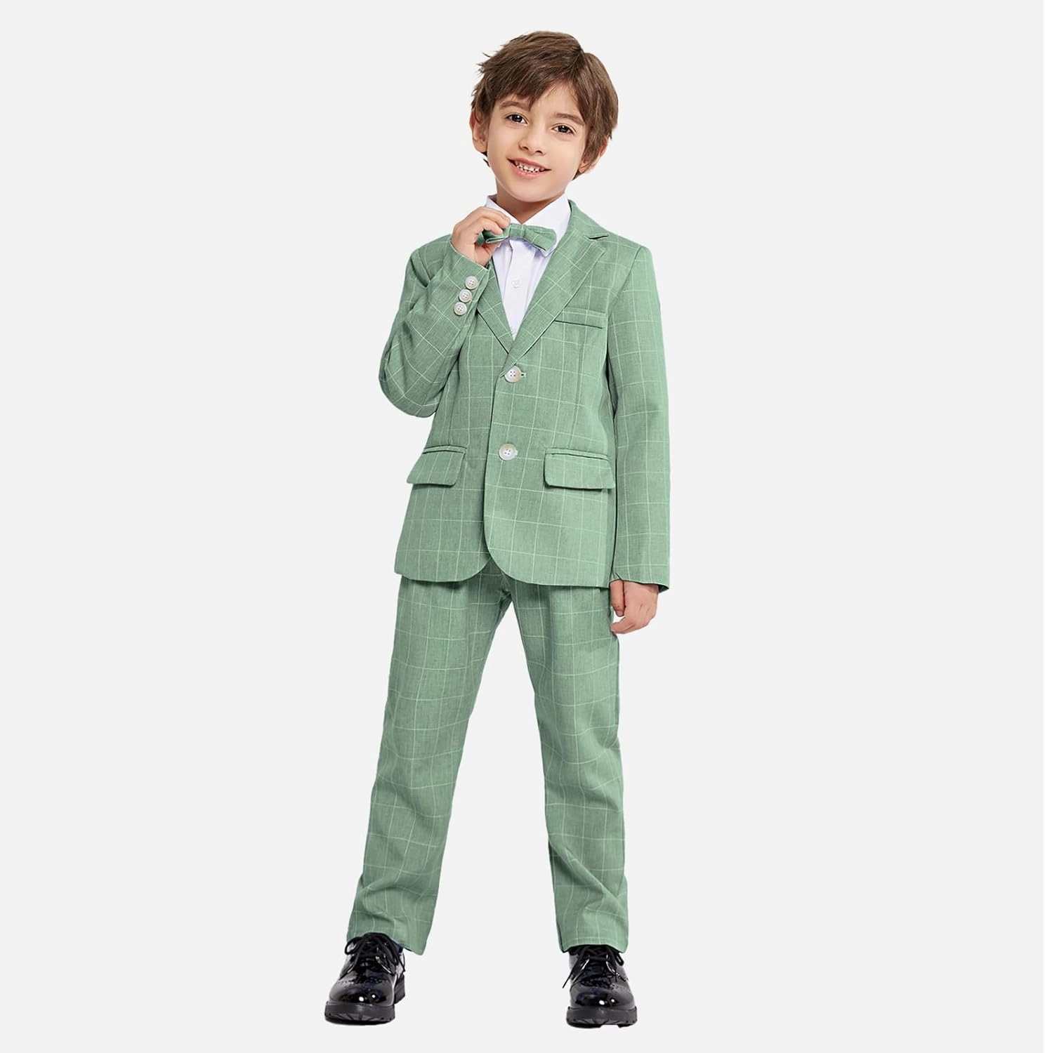 LOLANTA Boys Suit Wedding Ring Bearer Outfit Kids Suit Set, Blazer Pants Bow Tie Dress Clothes Formal Wear
